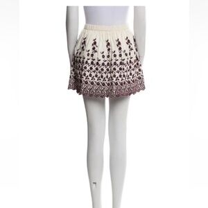 Ulla Johnson Cream/plum Mini Embroidered skirt size 6 100% Cotton